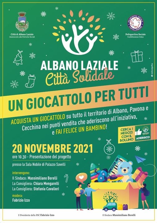 Albano, torna “un giocattolo per tutti”: l’iniziativa solidale per donare un giocattolo a tutti i bambini