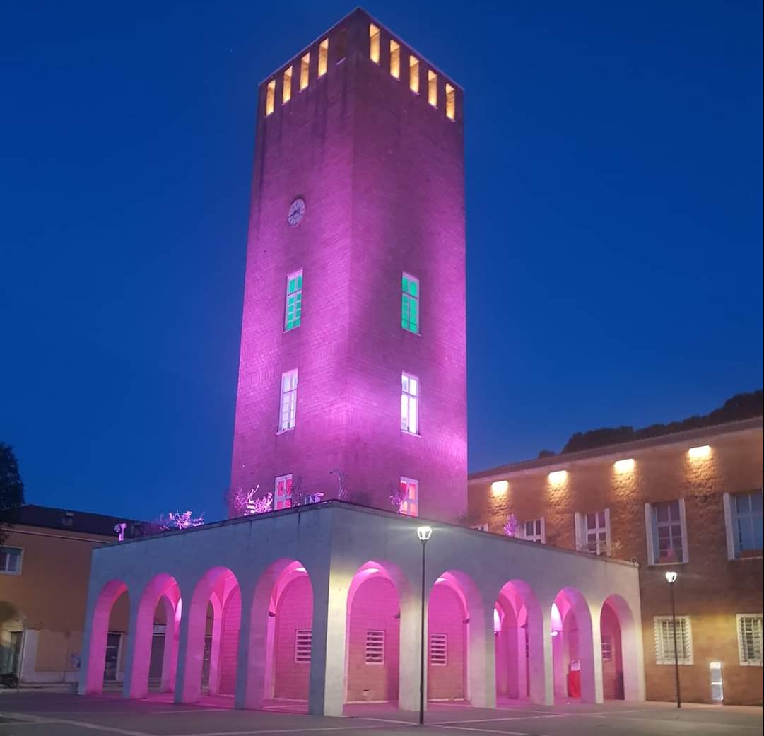 Pomezia, Giornata mondiale sul tumore al pancreas, la Torre Civica si illumina di viola