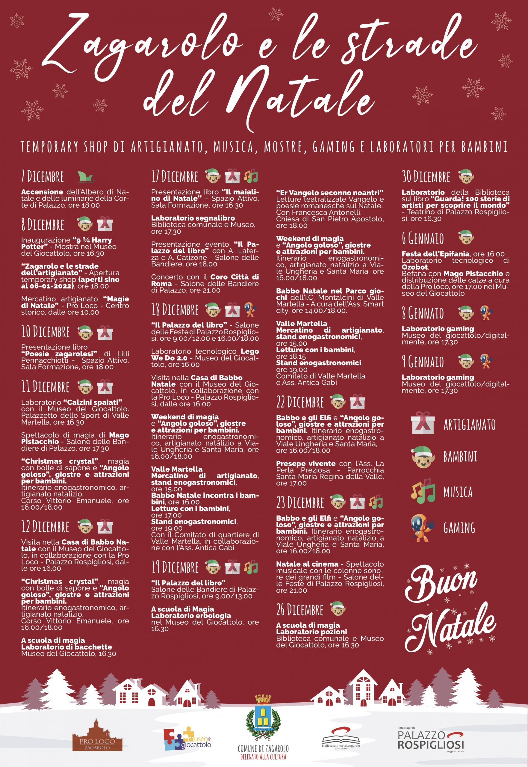 “Zagarolo e le strade di Natale”, il programma completo degli eventi natalizi. Temporary shop di artigianato, musica, mostre, gaming e laboratori per bambini