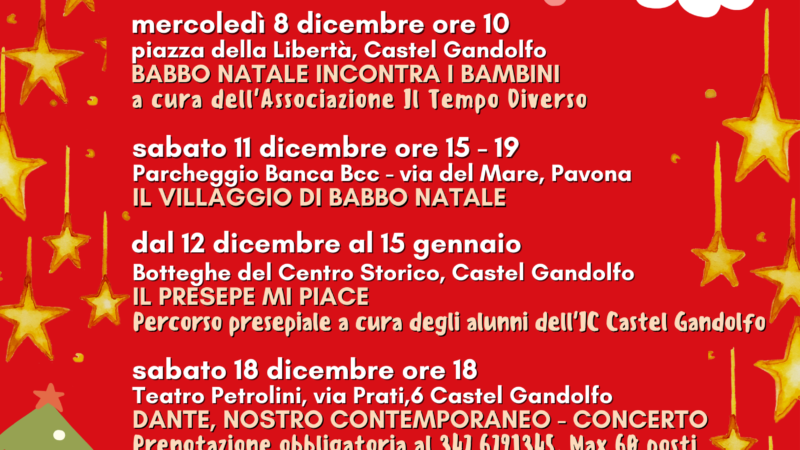 Castel Gandolfo, arriva la magia del Natale con gli Elfi, il Villaggio di Babbo Natale e i presepi realizzati dalle scuole