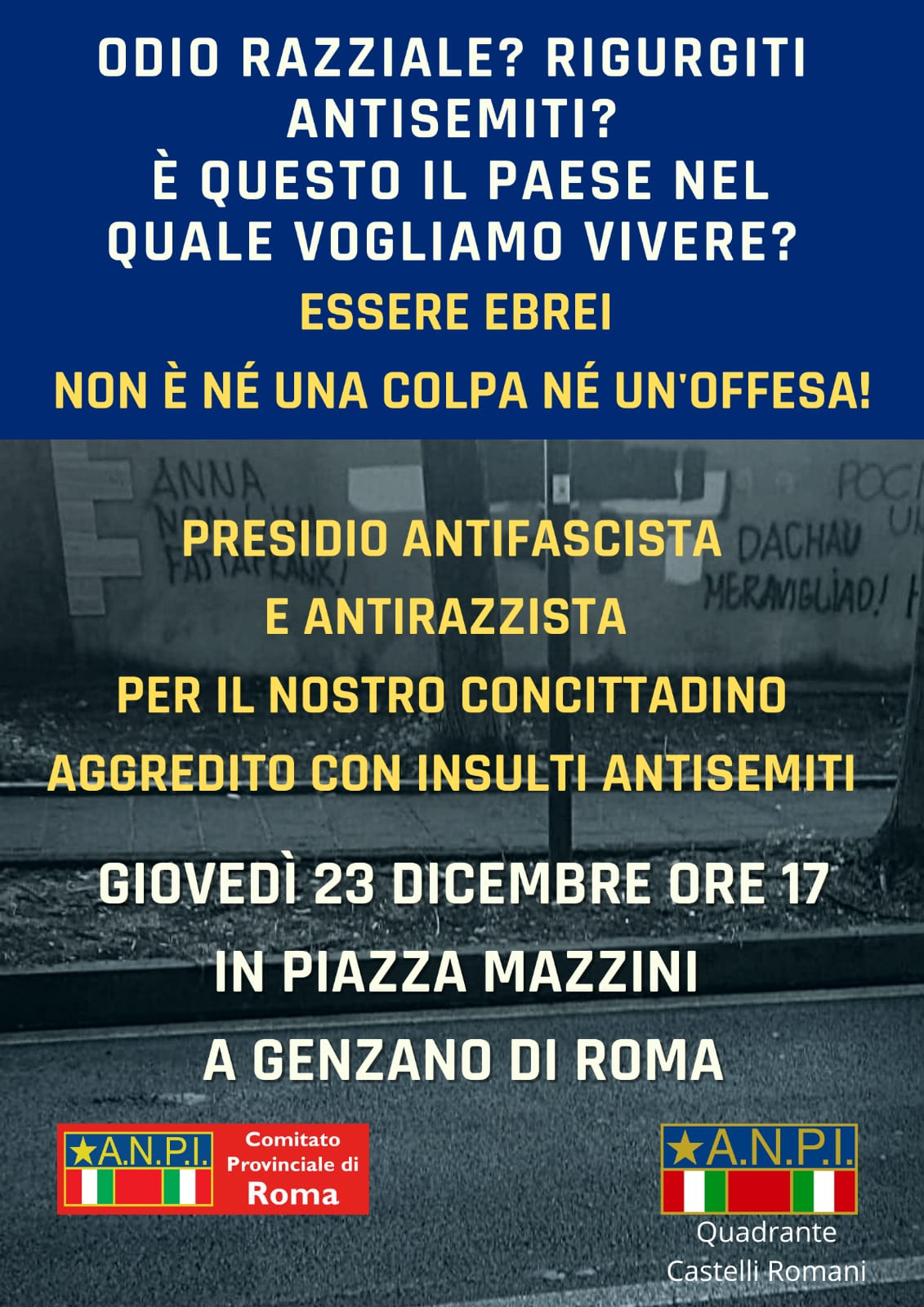 Genzano, presidio antifascista e antirazzista per l’aggressione verbale al professore Lucio Allegretti