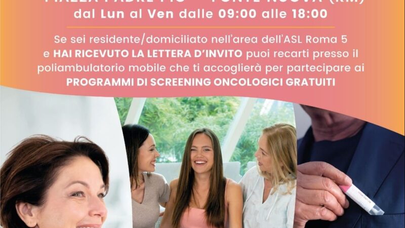 Asl Roma 5, ambulatorio mobile per 3 programmi di screening