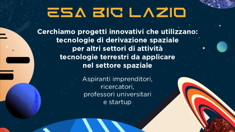 Bando per start-up in collaborazione con Agenzia Spaziale Italiana e ESA