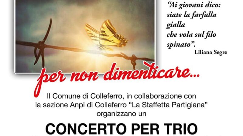 Colleferro, 27 gennaio concerto in occasione della Giornata della Memoria