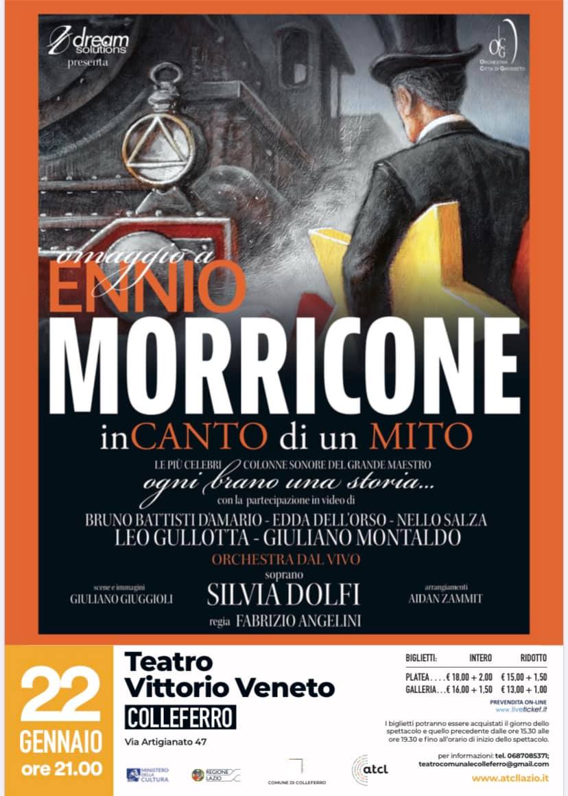 “Omaggio a Ennio Morricone – InCANTO di un Mito”,  questa sera ore 21 al teatro comunale Vittorio Veneto di Colleferro