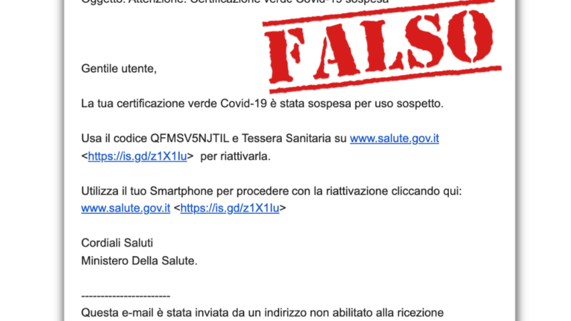 Truffa online: chiedono dati personali fingendosi il Ministero della Salute