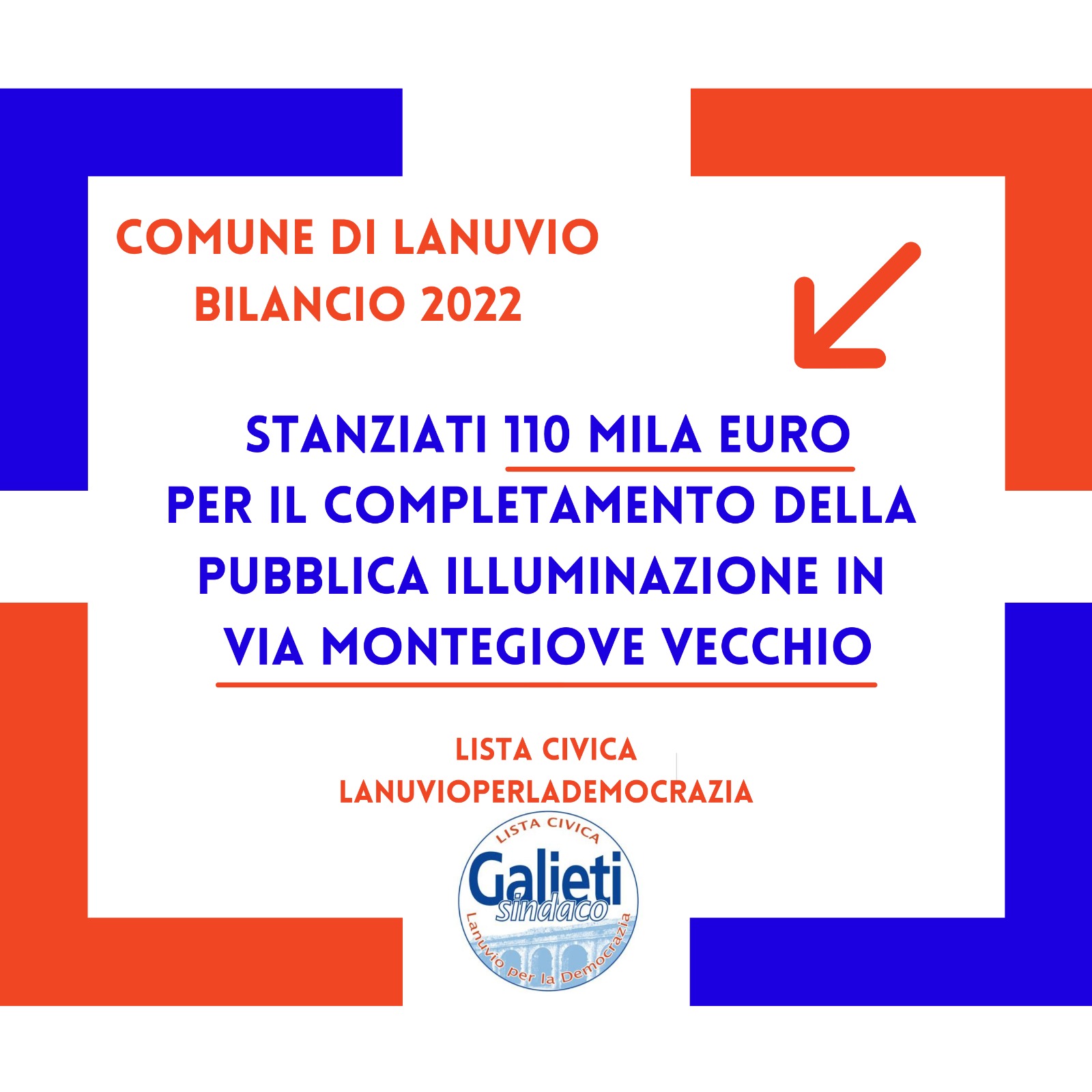 Lanuvio, Volpi: Stanziati 110mila euro per l’illuminazione pubblica