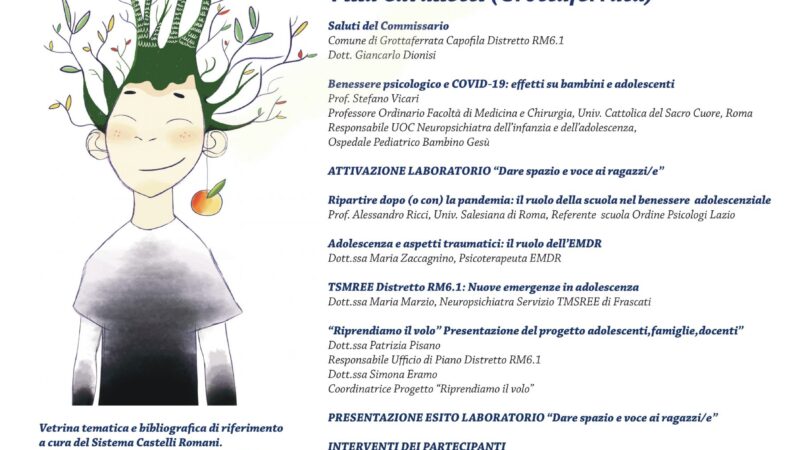 Grottaferrata, “riprendiamo il volo“ prende avvio il nuovo progetto di prevenzione e sostegno per i ragazzi e le ragazze in eta’ adolescenziale, per le loro famiglie e per i docenti