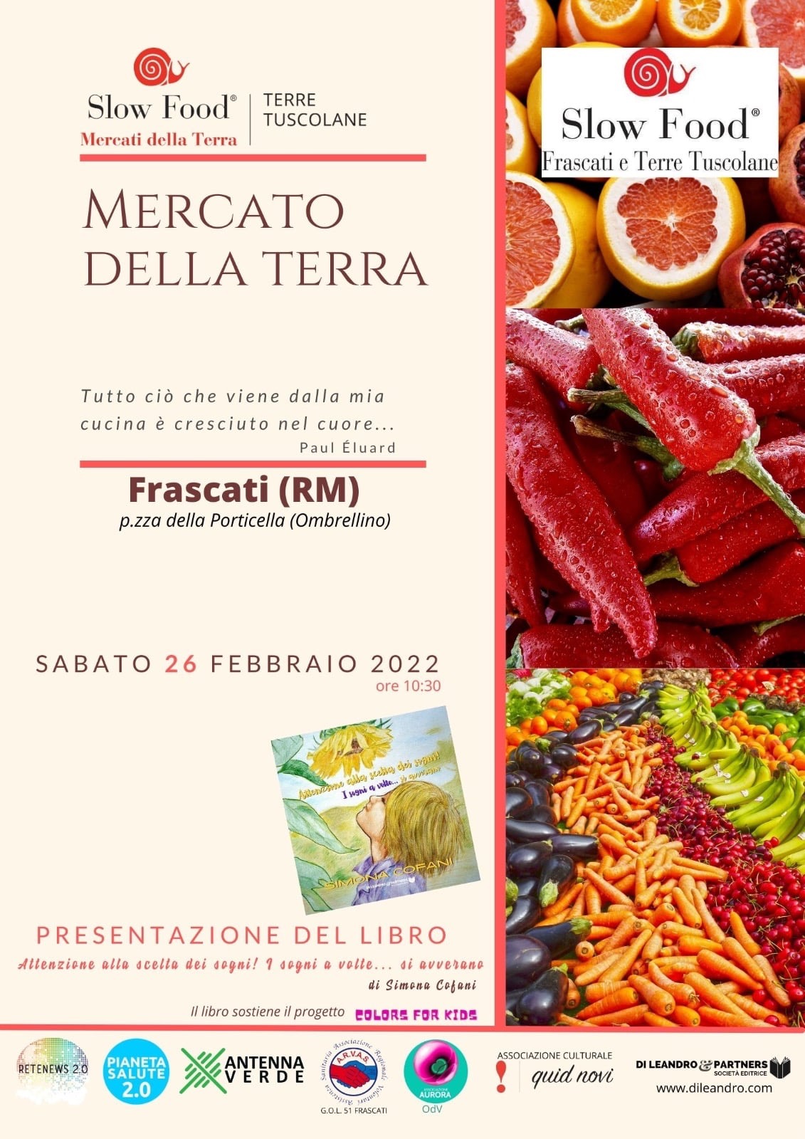 Frascati, sabato 26 febbraio avrà luogo la presentazione del libro di Simona Cofani all’interno del Mercato della Terra