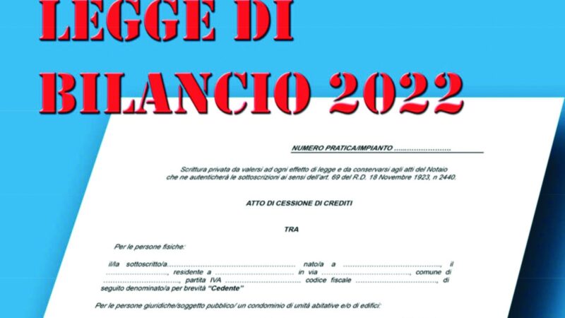 Legge di Bilancio 2022, le novità introdotte