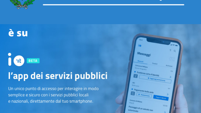 Monte Compatri, app IO: servizi pubblici locali direttamente sul cellulare