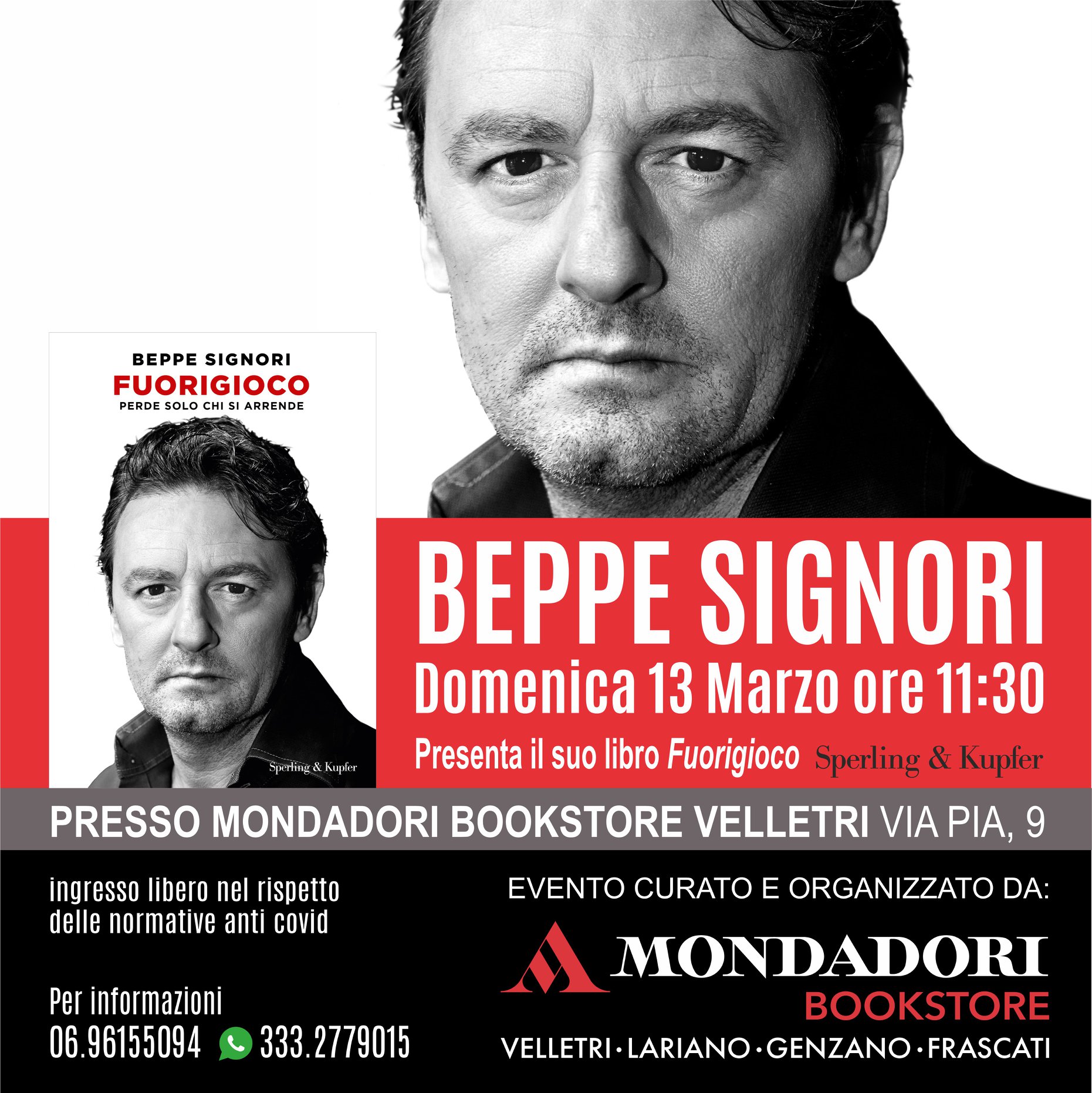 Velletri, domenica mattina il campione Beppe Signori alla Mondadori