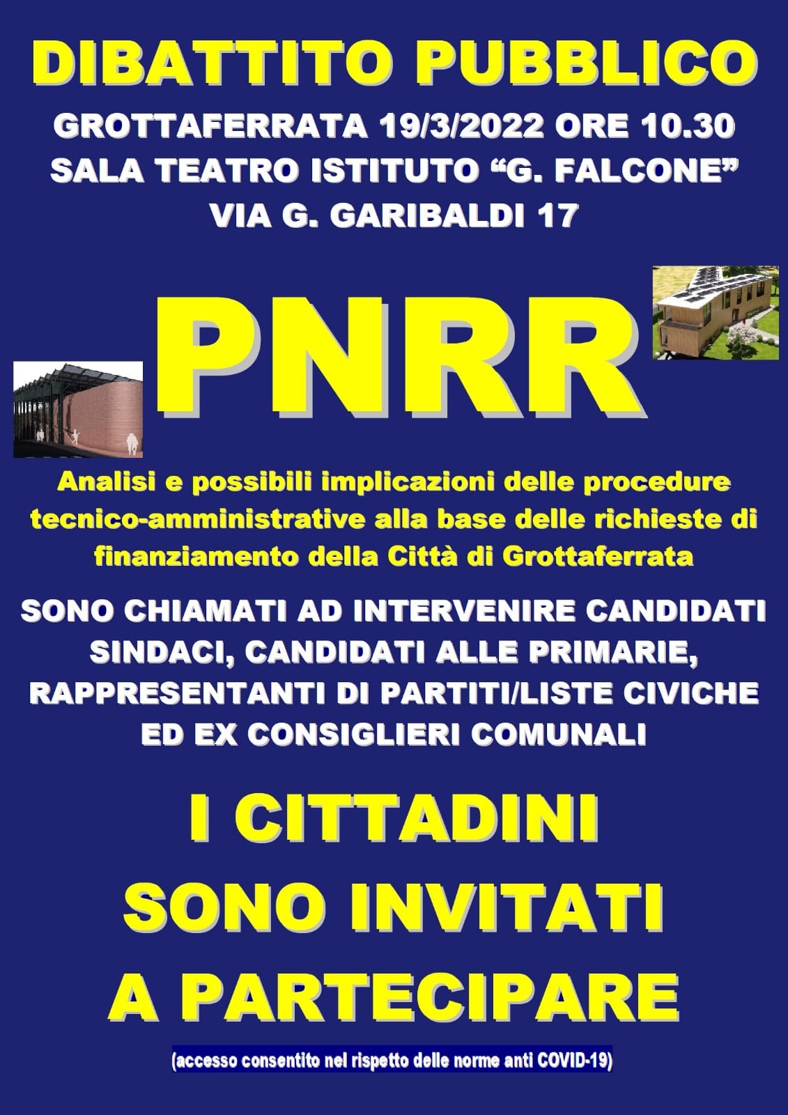 Grottaferrata, incontro-dibattito sui progetti di rigenerazione urbana dell’ex mercato coperto e della ex Bazzica, nell’ambito del Piano Nazionale di Ripresa e Resilienza