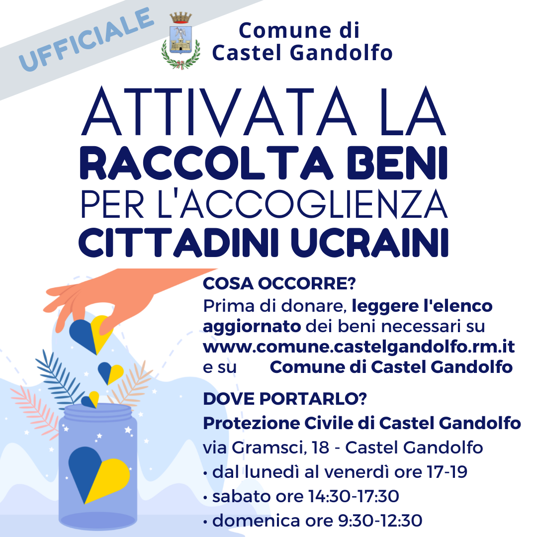 Castel Gandolfo, aggiornata la lista dei bene necessari per l’Ucraina