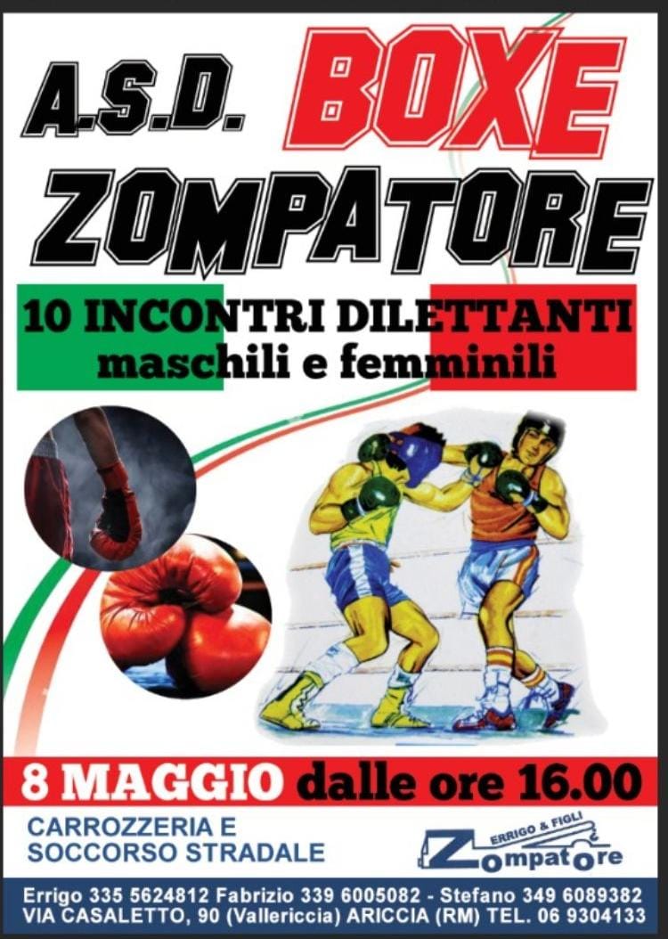 Ariccia, grande riunione di boxe domenica 8 maggio alla palestra Zompatore