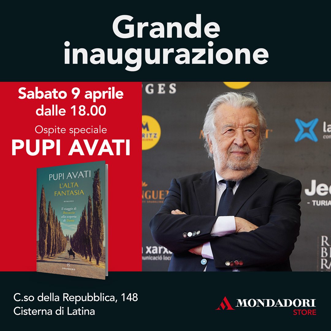 Latina, Pupi Avati inaugura la nuova Mondadori Bookstore di Cisterna