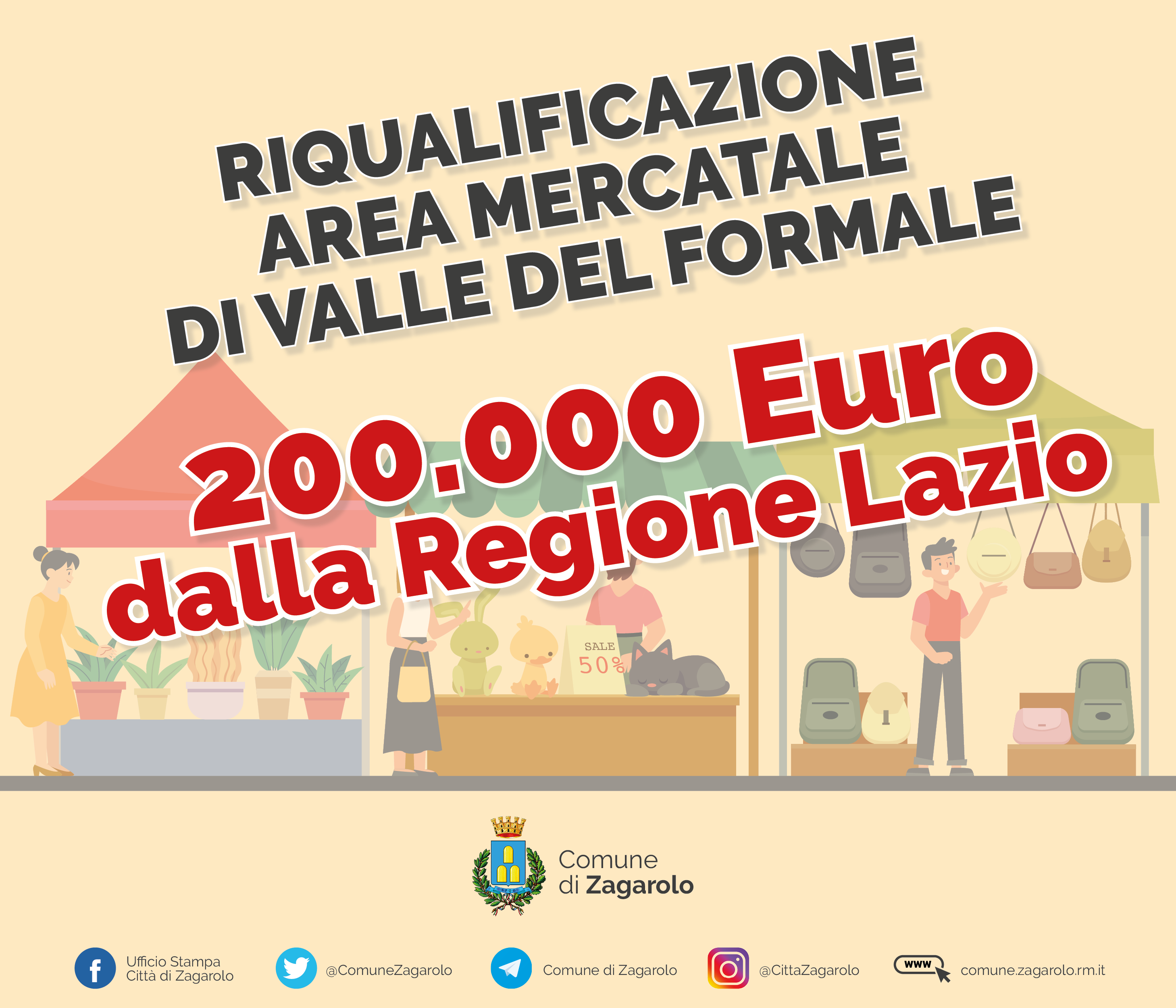 Zagarolo, riqualificazione area mercatale di Valle del Formale: in arrivo dalla Regione Lazio 200.000 Euro