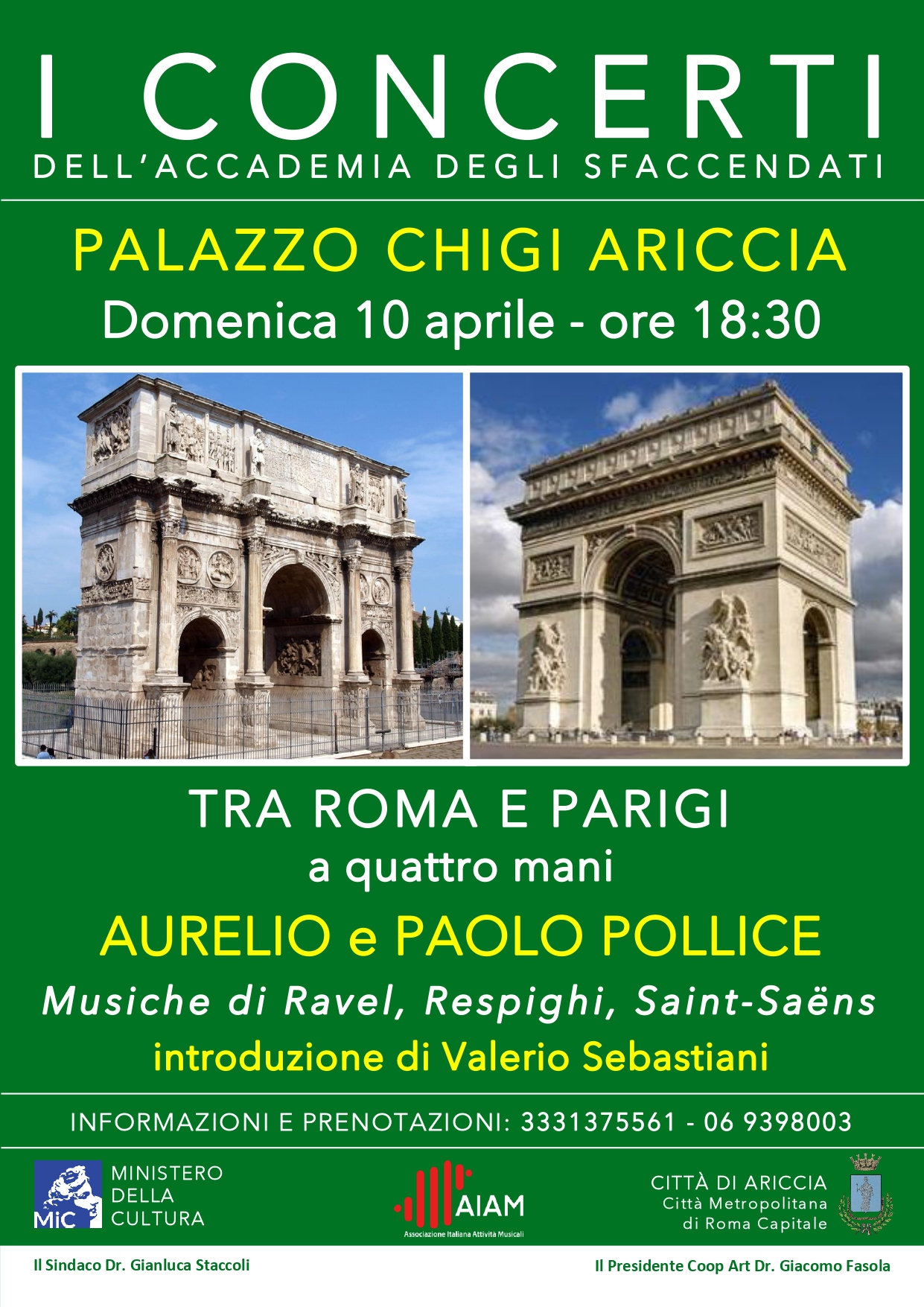 Ariccia, concerti dell’Accademia degli Sfaccendati: inaugurazione 10 aprile al Palazzo Chigi