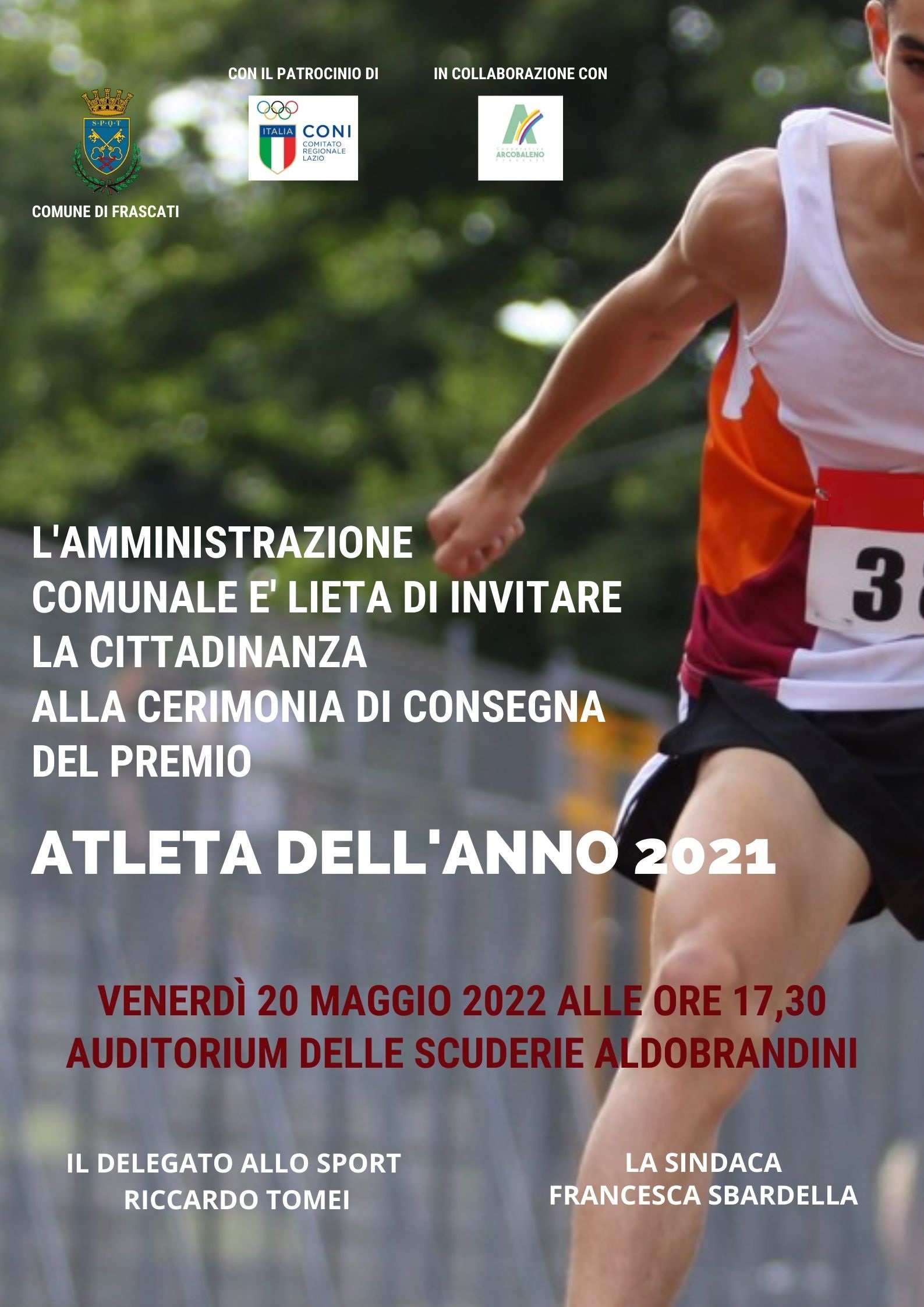 Frascati, venerdì 20 maggio si celebra l’Atleta dell’Anno 2021