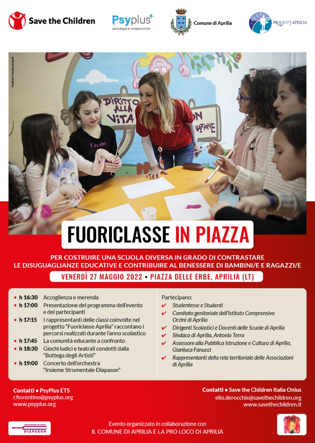 Aprilia, “Fuoriclasse in piazza”, un patto educativo per il benessere dei giovani