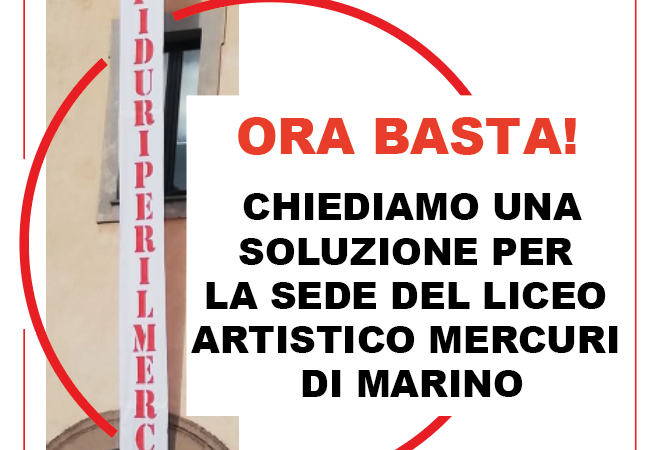 Marino, manifestazione in piazza San Barnaba il 30 maggio per i problemi logistici della sede del Liceo Artistico Mercuri di Marino