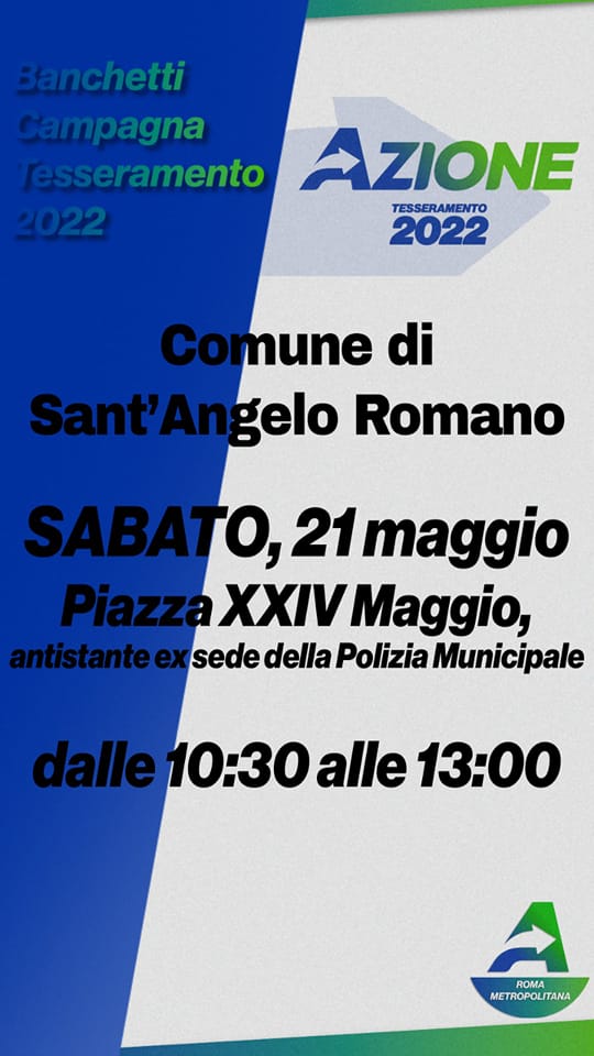 Roma, sabato 21 maggio, Azione in piazza a Sant’Angelo Romano￼