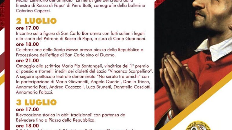 Rocca di Papa, San Carlo Borromeo: tre giorni di festeggiamenti in onore del Santo Patrono￼