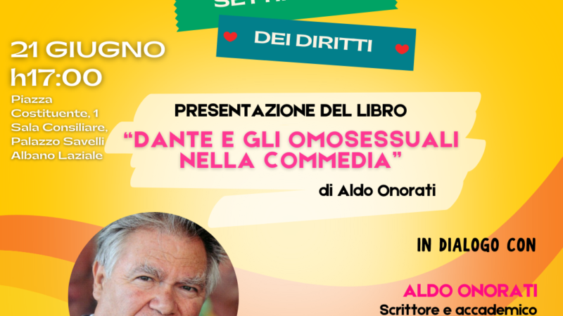 Albano, Pride: Aldo Onorati svela il volto di Dante testimonial antiomofobia. Martedì 21 a Palazzo Savelli