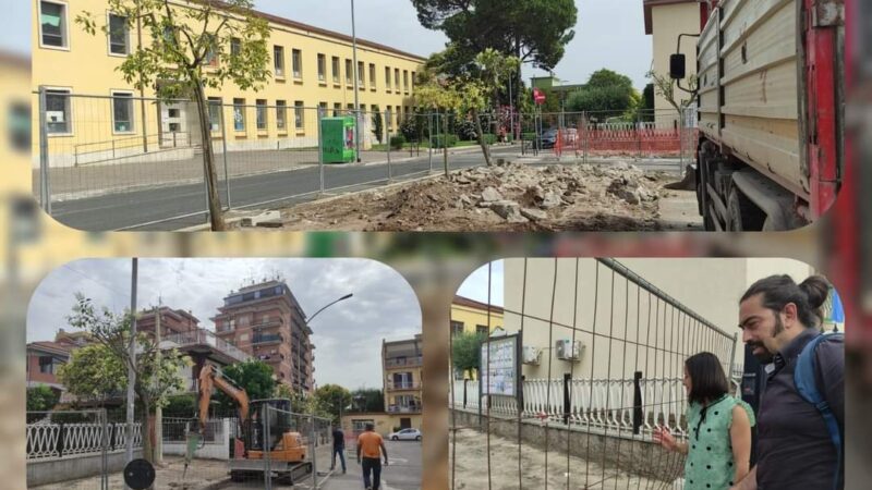 Pomezia, partito il cantiere di Piazza Bassanetti. Il sindaco: “lavori completati entro la riapertura delle scuole”