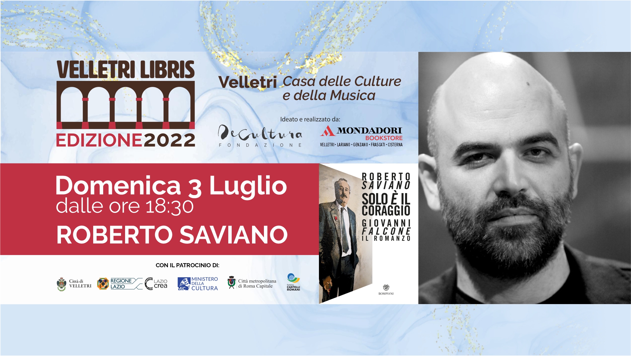 Velletri, Libris, al via la rassegna, domenica inaugurazione con Roberto Saviano