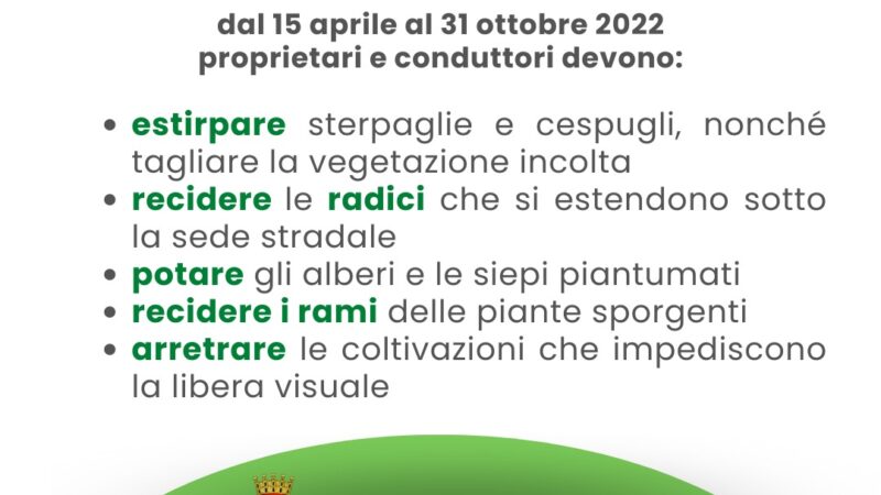 Ariccia, fino al 31 ottobre obbligo per i proprietari effettuare la manutenzione e tutela dei terreni