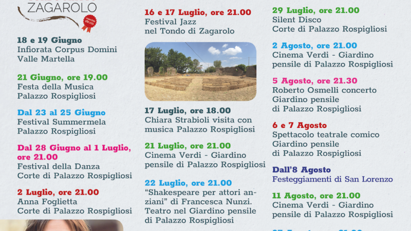 “Zagarolo, i colori dell’estate”: il calendario completo degli eventi dell’estate zagarolese