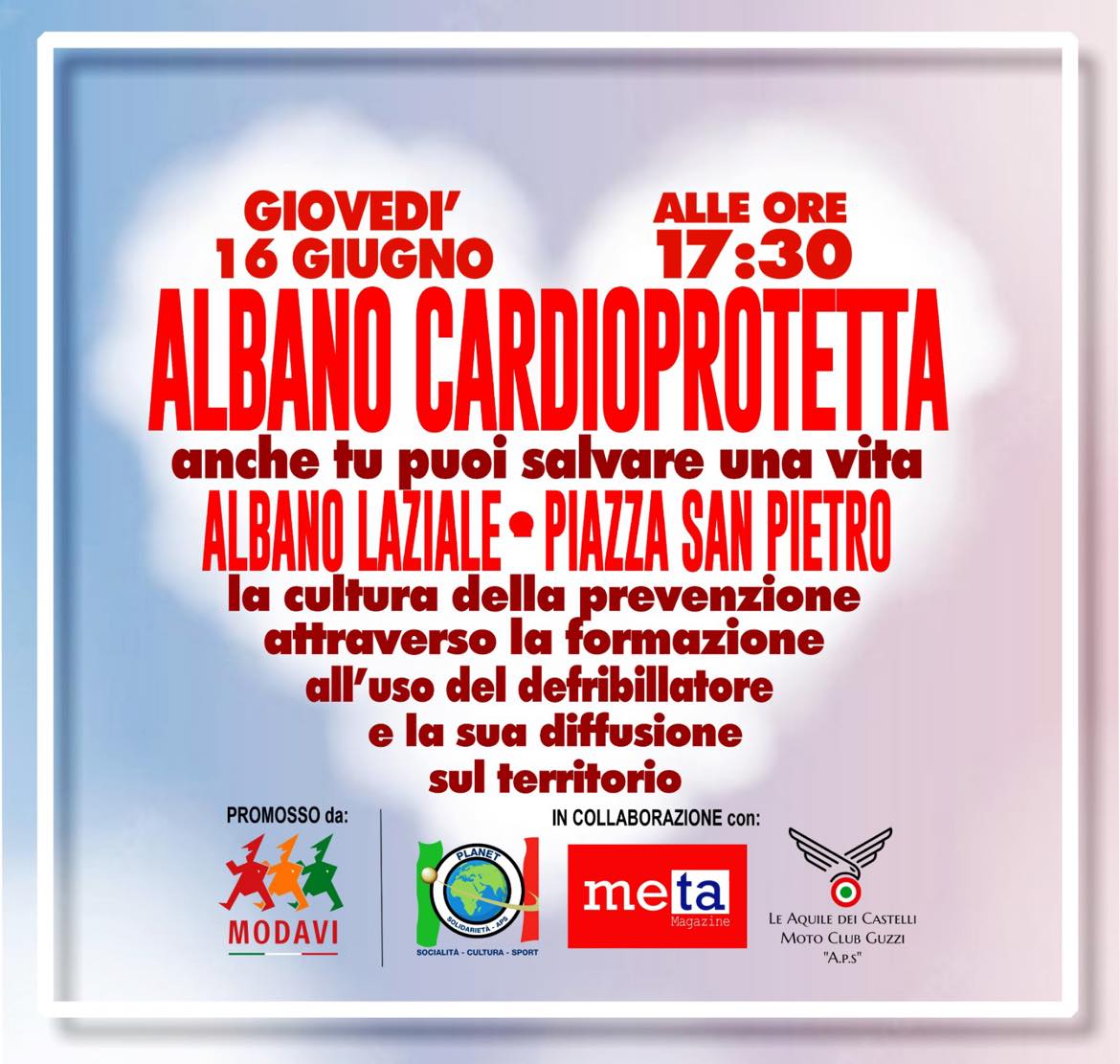 Albano Cardioprotetta: Modavi Onlus e Planet Solidarietà in piazza per promuovere la cultura che salva la vita