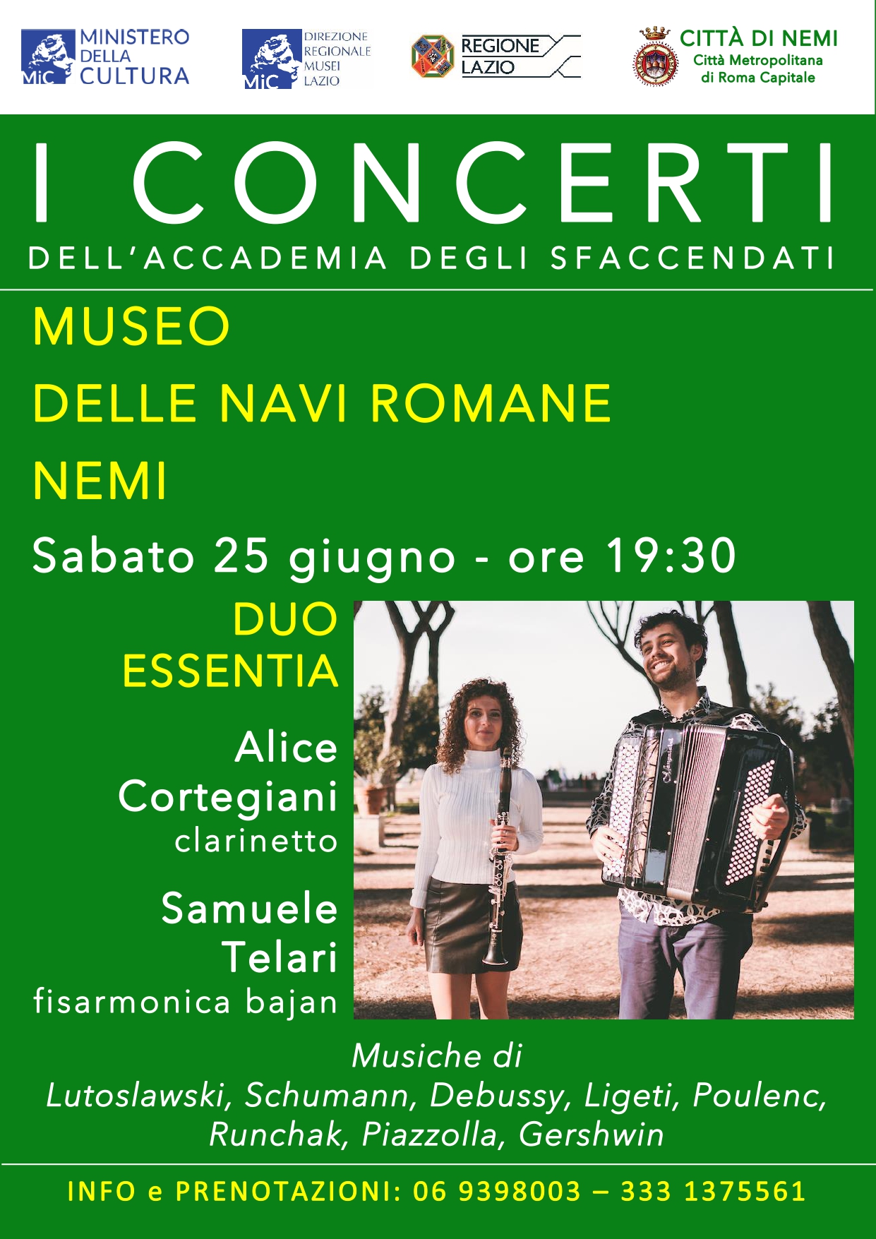 Nemi, nuovo segmento della programmazione 2022 de “I concerti dell’accademia degli sfaccendati”