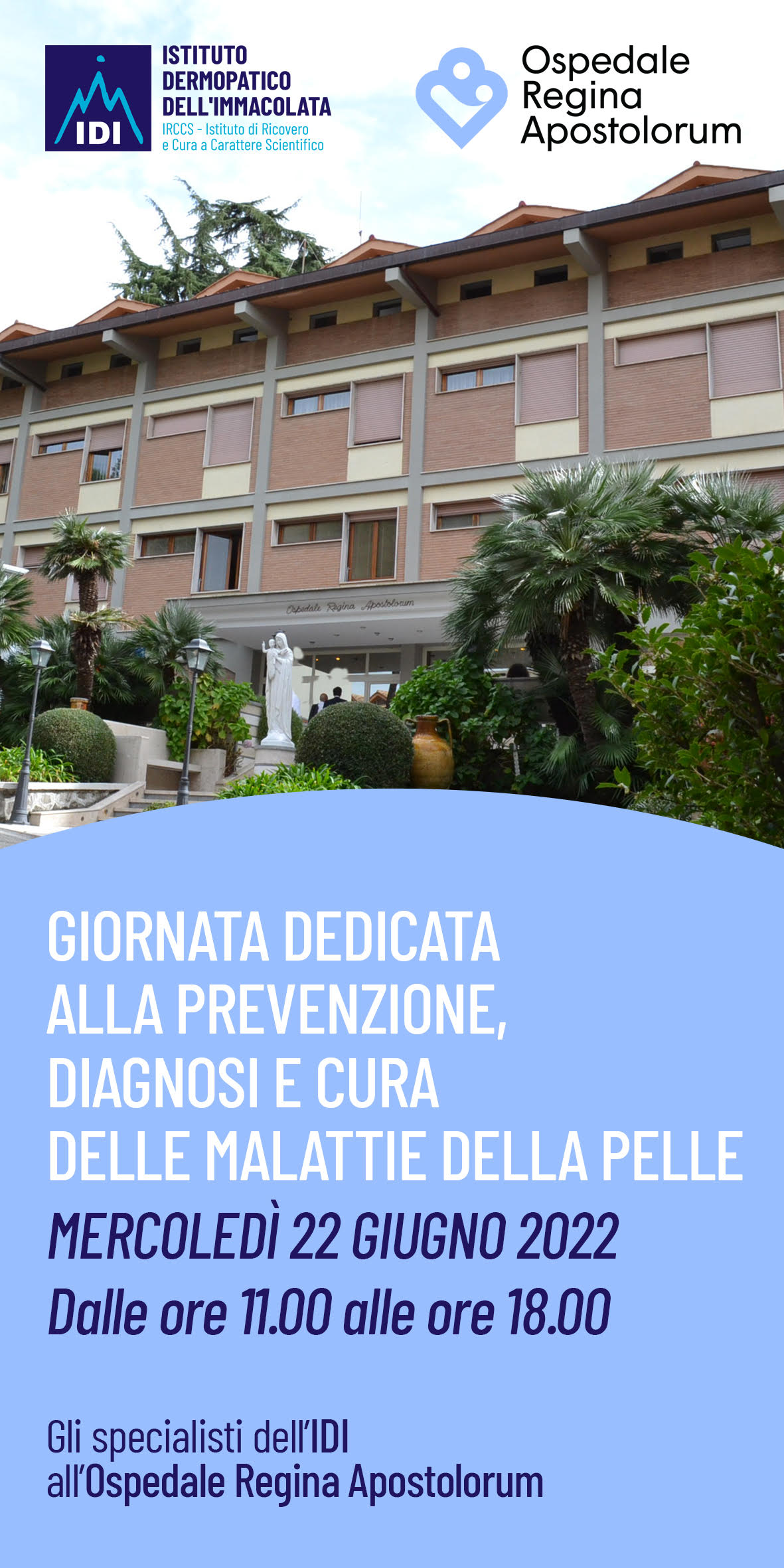 Albano, L’Ospedale Regina Apostolorum offre visite dermatologiche gratuite in collaborazione con IDI￼￼