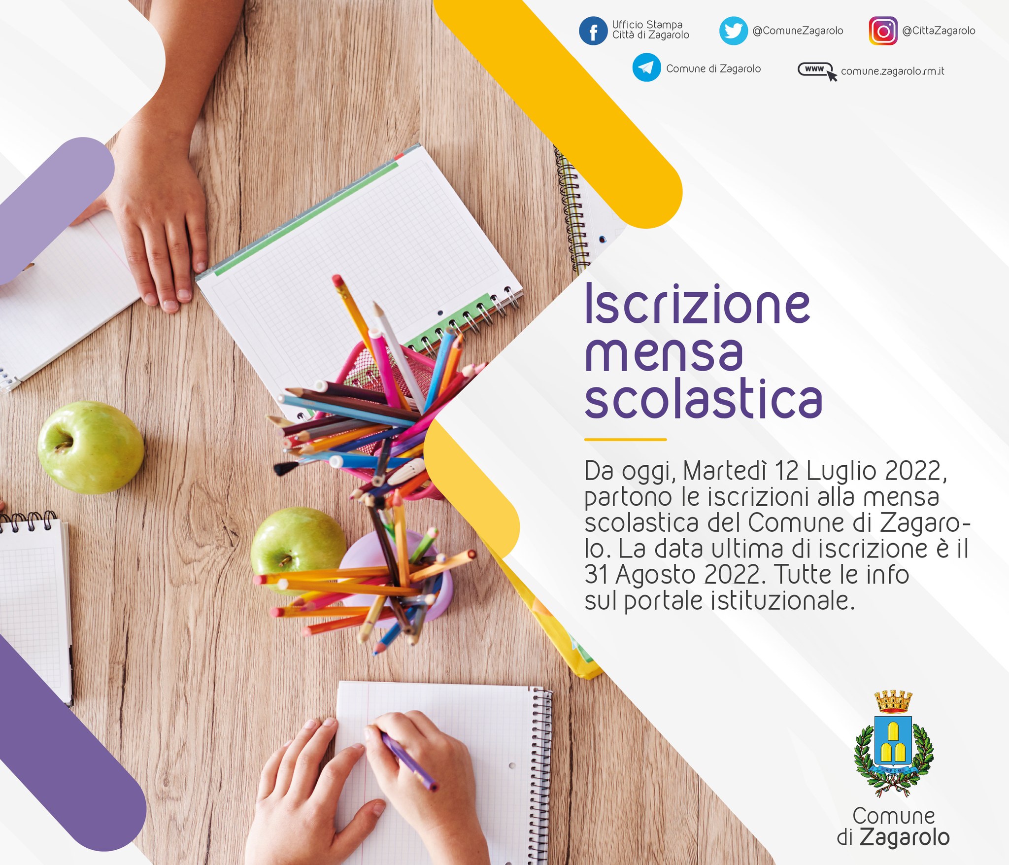 Zagarolo, servizi scolastici a.s. 2022-2023 – tutte le info su iscrizione mensa e scuolabus￼