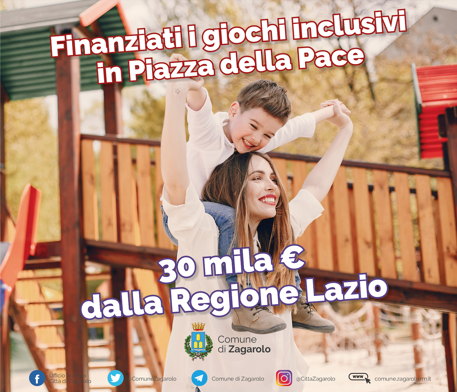 Zagarolo, Giochi inclusivi in Piazza della Pace. Dalla Regione Lazio 30.000,00€ di finanziamento