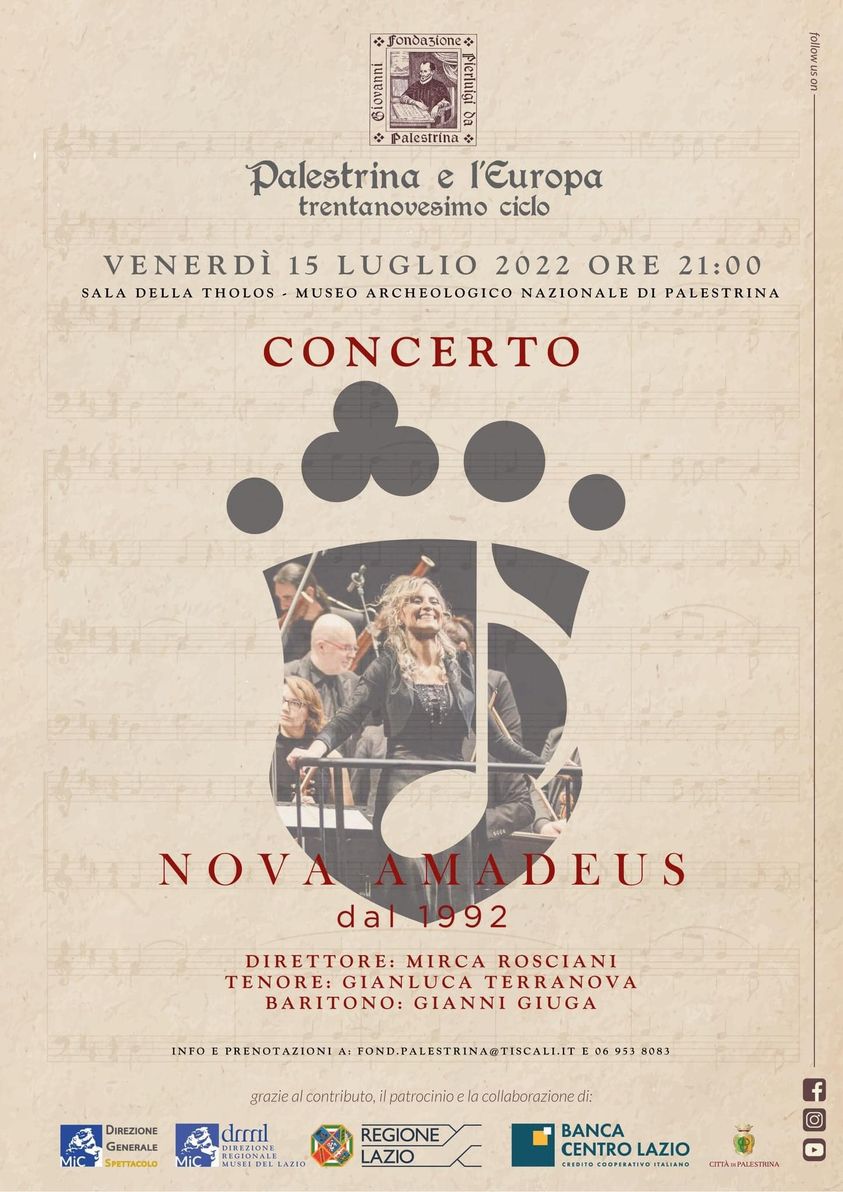 Palestrina, il 15 luglio il concerto dell’Orchestra Nova Amadeus