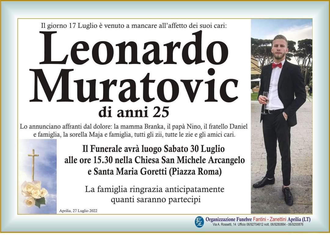 Aprilia, tra tre giorni i funerali di Leonardo, il giovane pugile ucciso a coltellate fuori da un locale ad Anzio