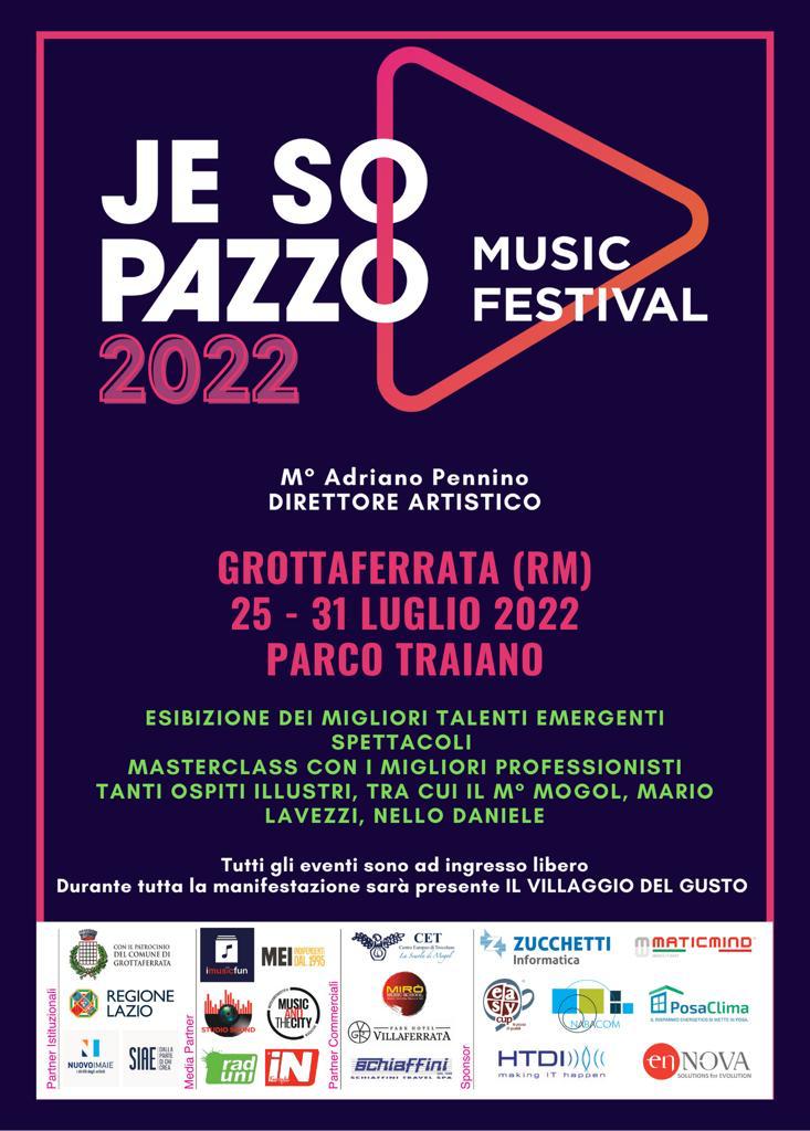 Grottaferrata, villaggio del Gusto e Festival Musicale “Je So Pazzo” dal 25 al 31 luglio a Parco Traiano