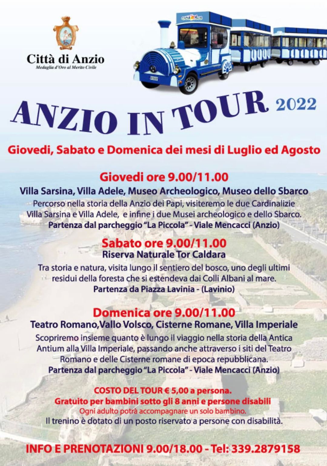 Anzio, da sabato 23 luglio al via Anzio in Tour 2022. Percorsi tra storia e natura alla scoperta dei luoghi più suggestivi della Città