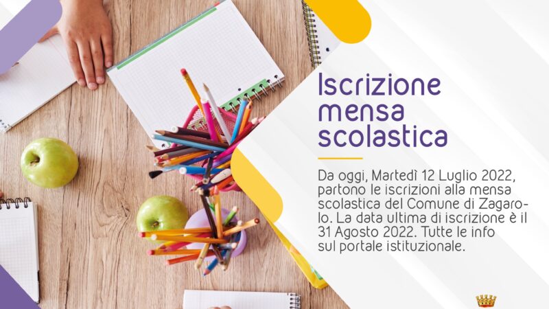 Zagarolo, iscrizione mensa scolastica anno 2022/2023