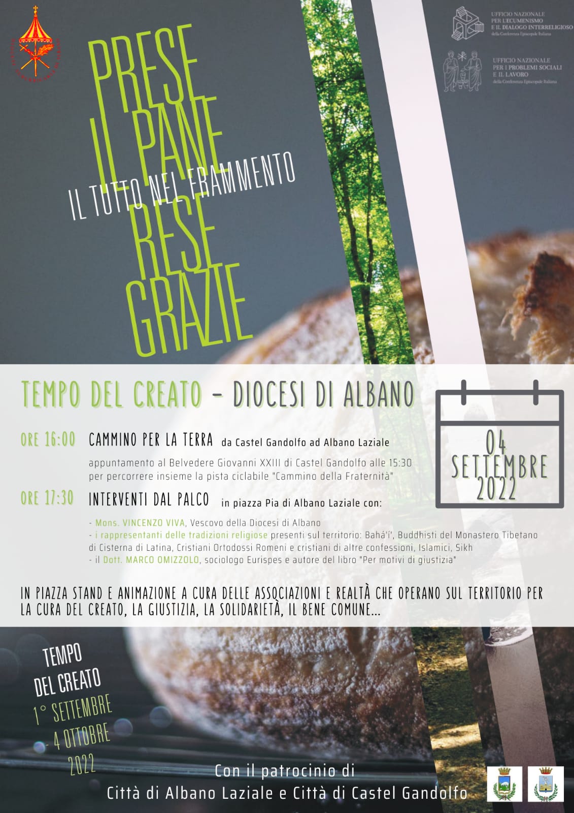 Albano – Castel Gandolfo, il 4 settembre l’evento “Tempo del Creato” celebra la gratitudine e la tutela dell’ambiente