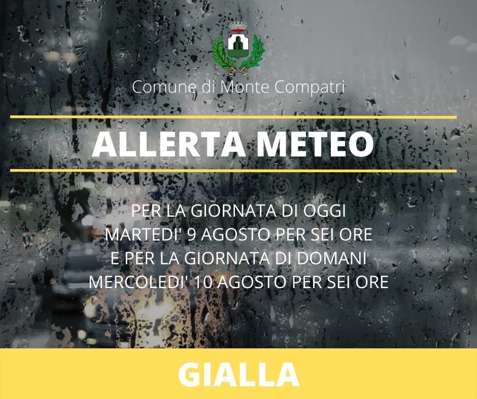 Monte Compatri, allerta meteo: bollettino giallo