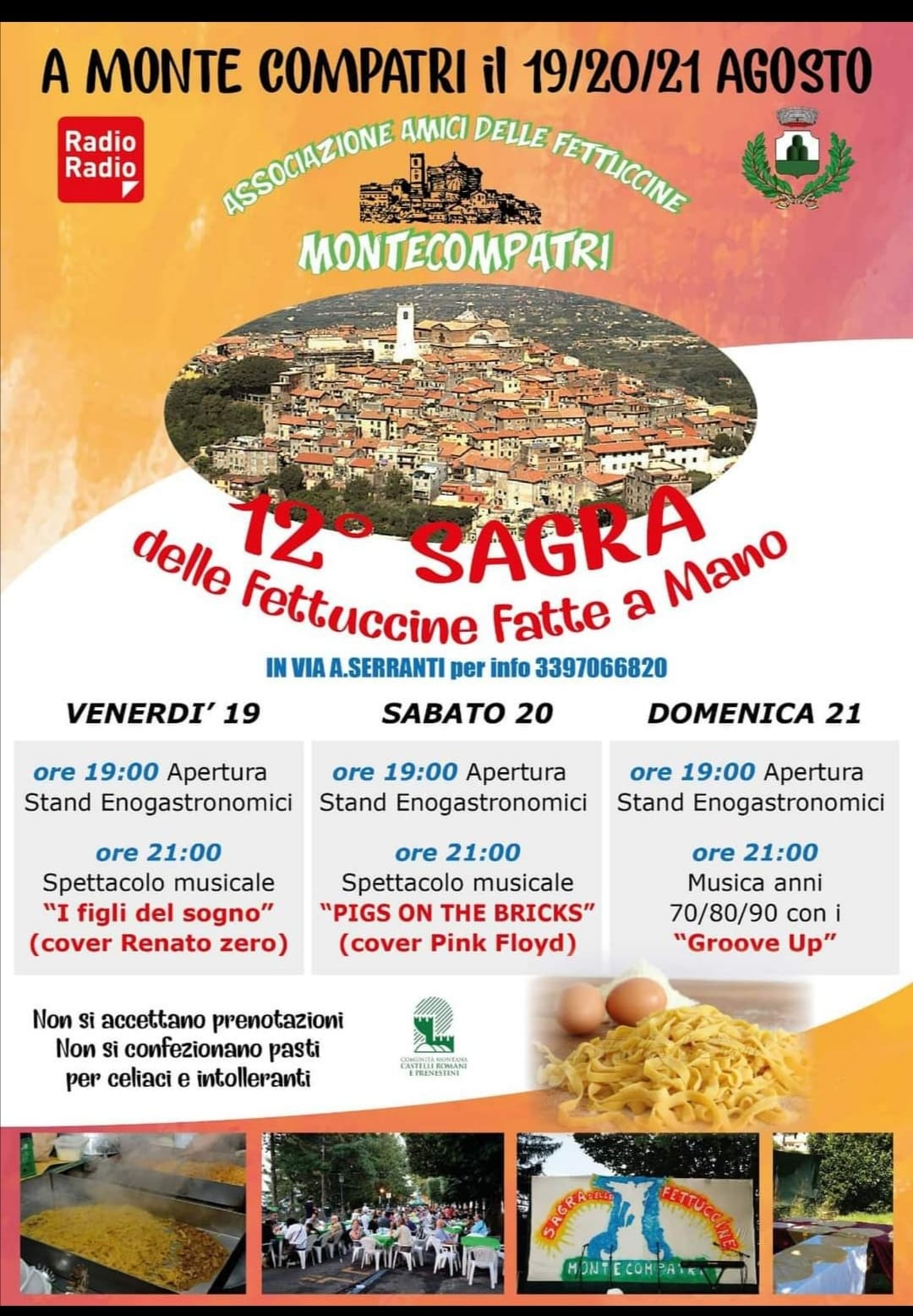 Monte Compatri, dal 19 al 21 agosto la sagra delle fettuccine fatte a mano