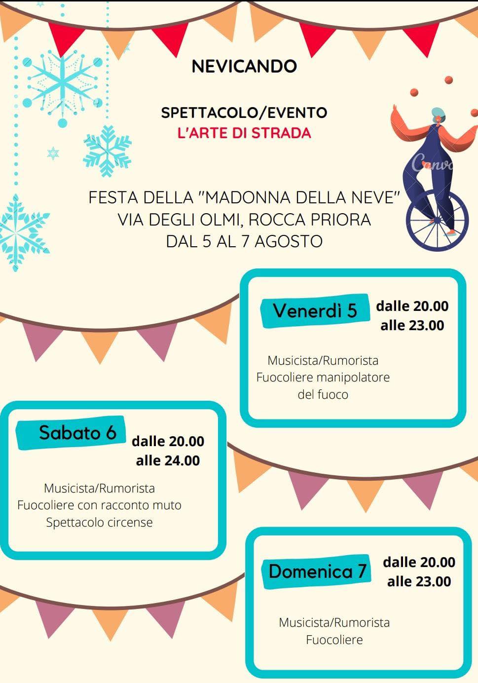 Rocca Priora, al via la festa della Madonna della Neve da domani fino a domenica