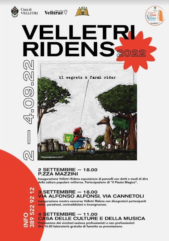 Velletri, torna “Ridens”, il festival della satira e dell’umorismo con la sua VI edizione dal 2 al 4 settembre