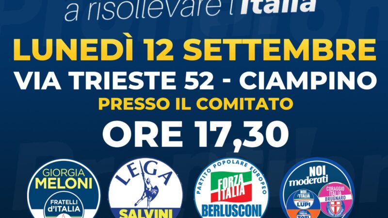 Ciampino: Fdi, presentazione candidata Senato per le elezioni del 25 settembre