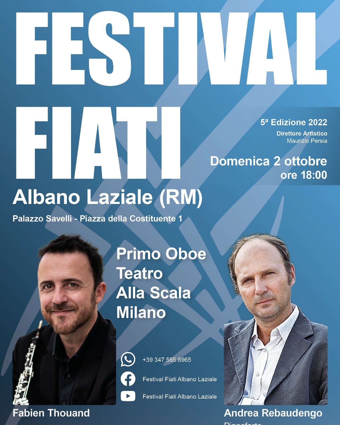 Albano, domenica 2 ottobre al via V edizione Festival Fiati con Fabien Thouand