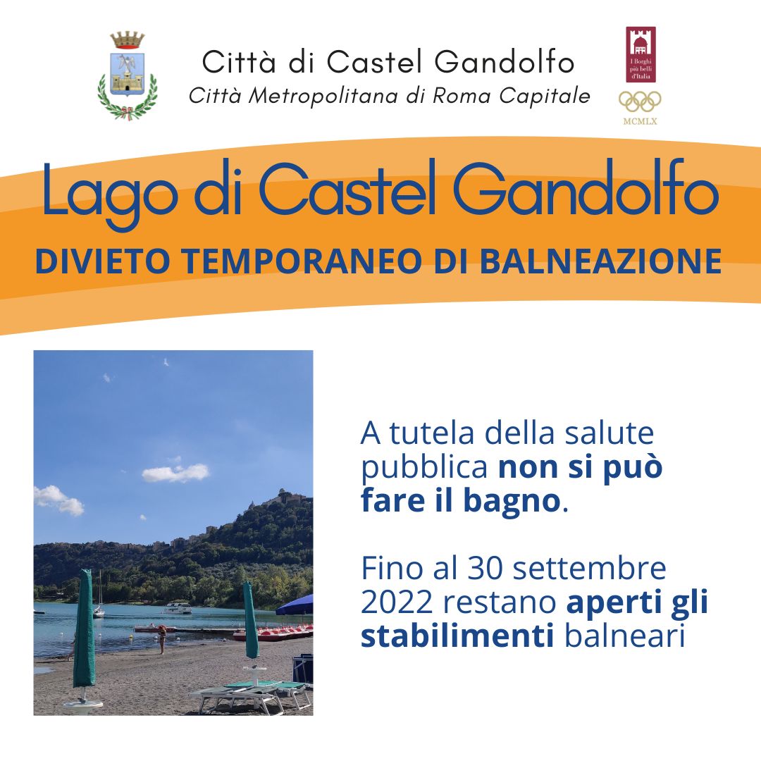 Castel Gandolfo, lago: divieto temporaneo di balneazione